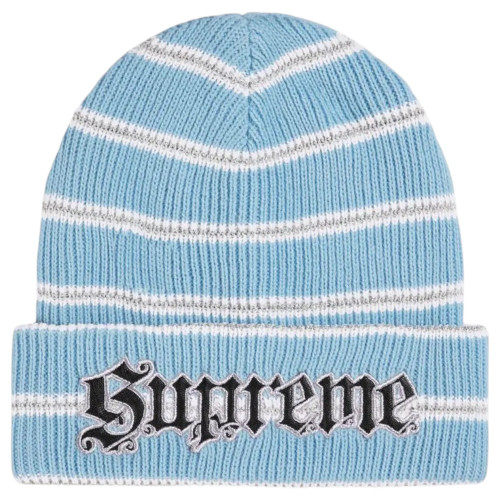 SUPREME LIGHT BLUE METALLIC STRIPE  BEANIE