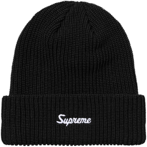 SUPREME BLACK LOOSE GAUGE BEANIE