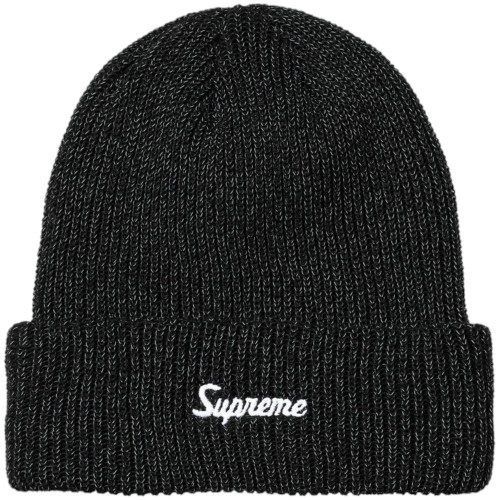 SUPREME BLACK REFLECTIVE LOOSE GAUGE BEANIE