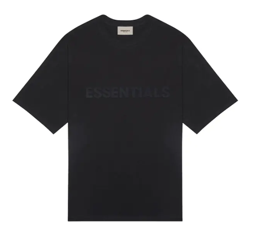ESSENTIALS BLACK FRONT LOGO TEE