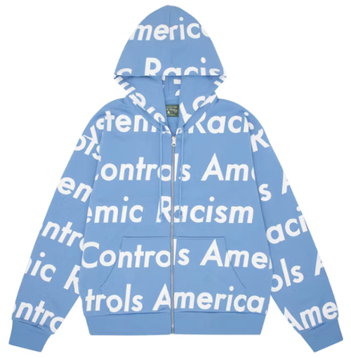DENIM TEARS BLUE RACISM CONTROLS AMERICA ZIP