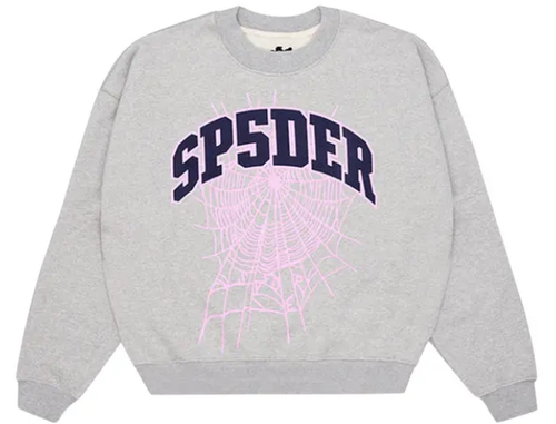SP5DER GREY/PINK CREWNECK