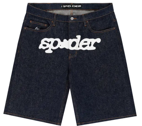 SP5DER INDIGO V3 LOGO DENIM SHORTS