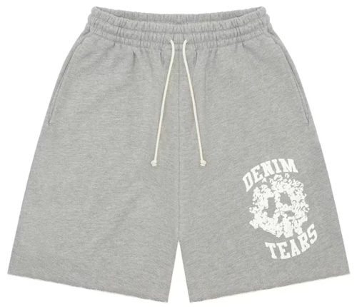 DENIM TEARS GREY UNIVERSITY SHORTS