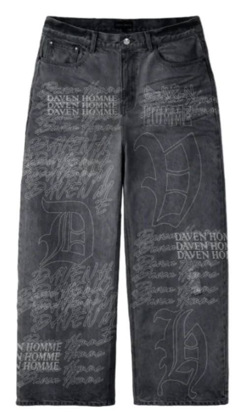 DAVEN HOMME GRAFFITI DENIM PANTS