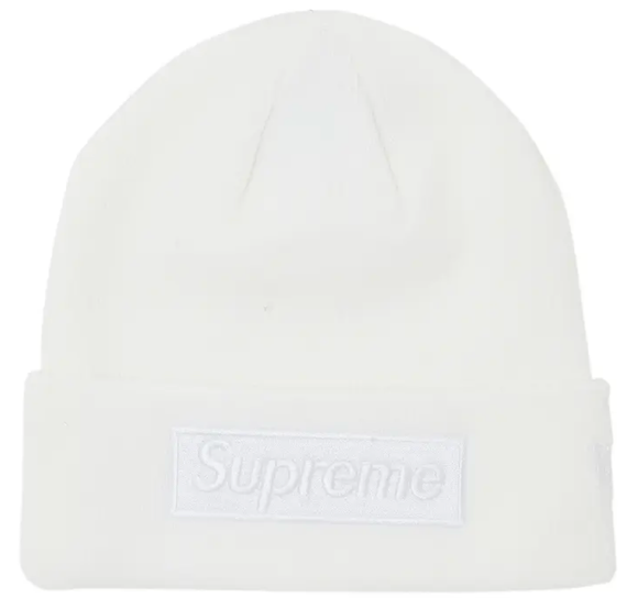 SUPREME X NEW ERA WHITE BOX LOGO BEANIE