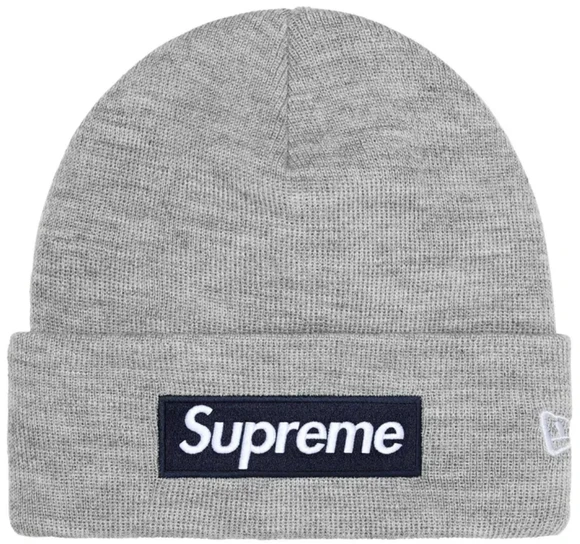 SUPREME X NEW ERA HEATHER GREY BOX LOGO BEANIE