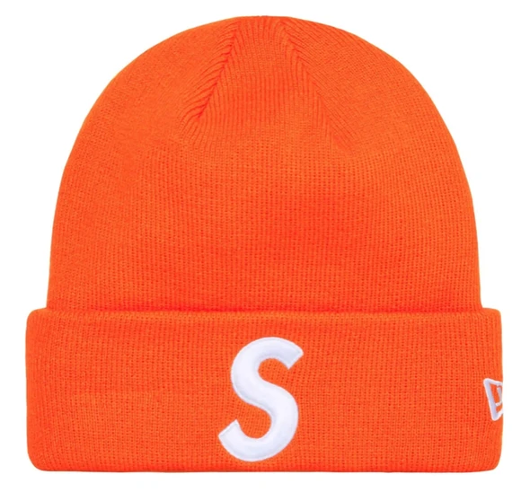 SUPREME X NEW ERA ORANGE S LOGO BEANIE