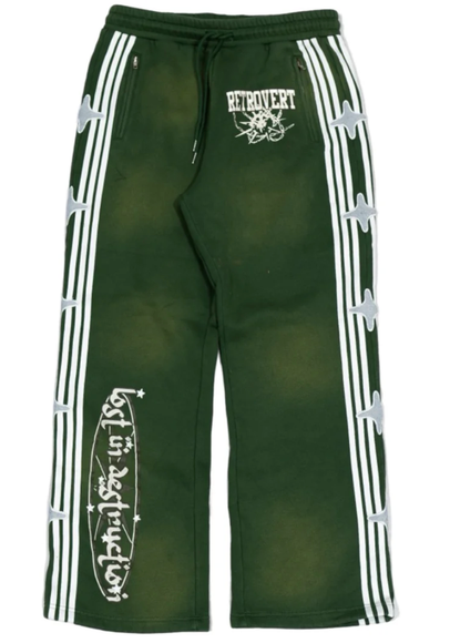 RETROVERT GREEN STUDDED DESTRUCTION PANTS