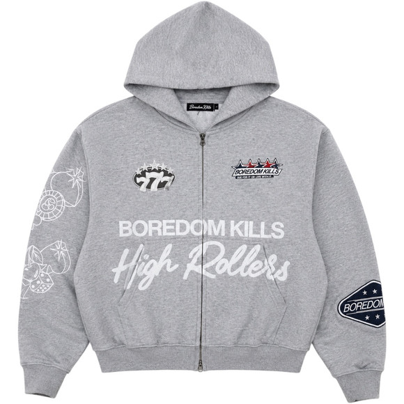 BOREDOM KILLS GREY HIGH ROLLERS ZIP