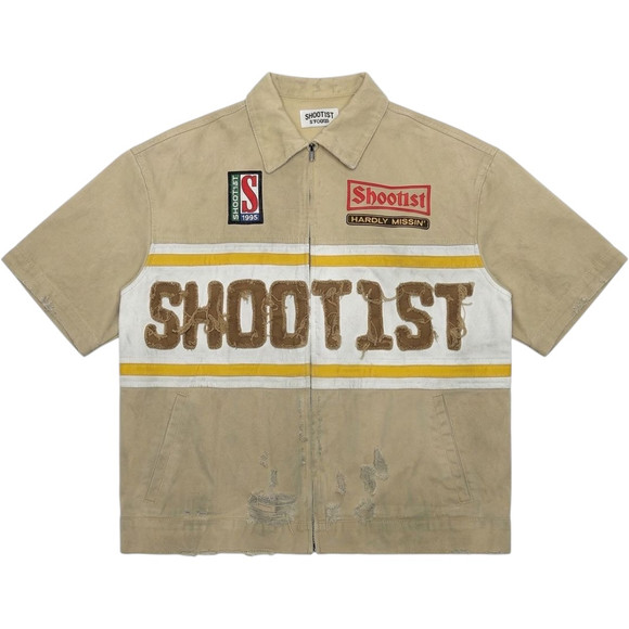 SHOOT1ST TAN DENIM POLO ZIP