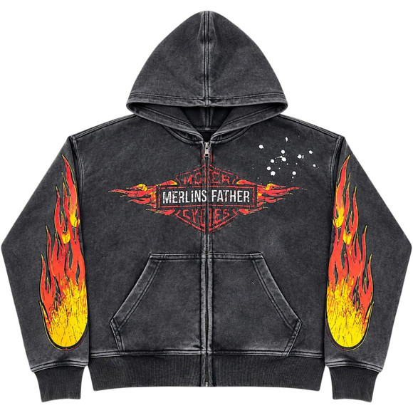 MERLINS FATHER BLACK MOTO ZIP