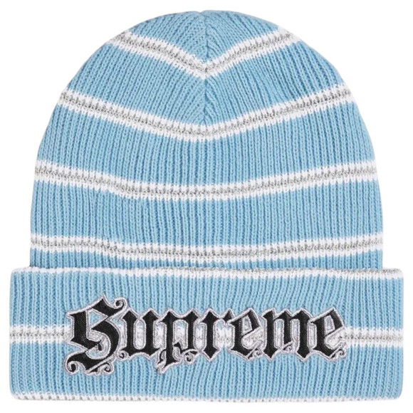 SUPREME LIGHT BLUE METALLIC STRIPE  BEANIE