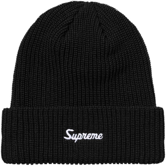 SUPREME BLACK LOOSE GAUGE BEANIE