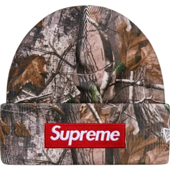 SUPREME X NEW ERA REALTREE AP CAMO BOX  LOGO BEANIE