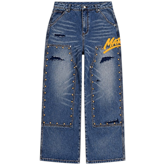 DAVEN HOMME BLUE STUDDED CARPENTER DENIM JEANS
