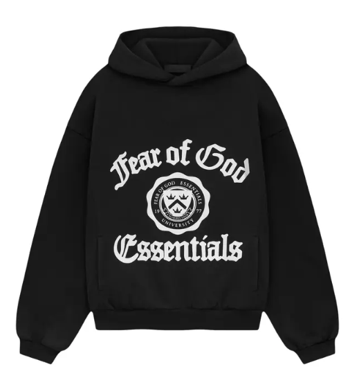 ESSENTIALS BLACK HEAVY FLEECE HOODIE
