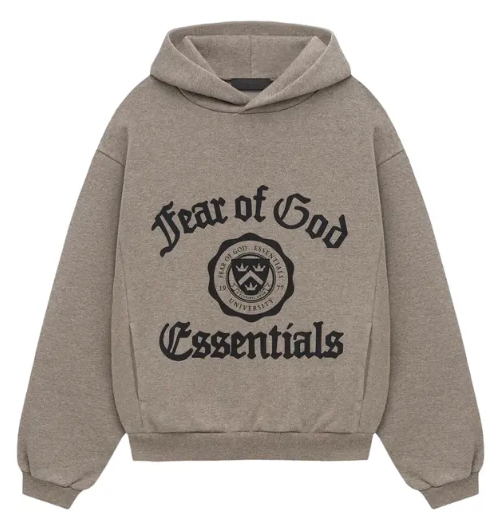 ESSENTIALS HEATHER GREY HEAVY FLEECE HOODIE