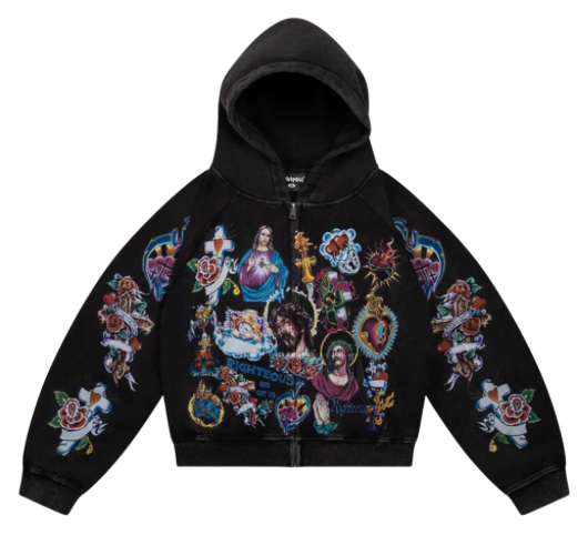 WE ARE RIGHTEOUS BLACK RISEN KING CROPPED ZIP