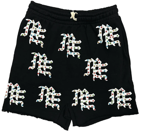 MIXED EMOTION BLACK 'ME' LOGO SHORTS