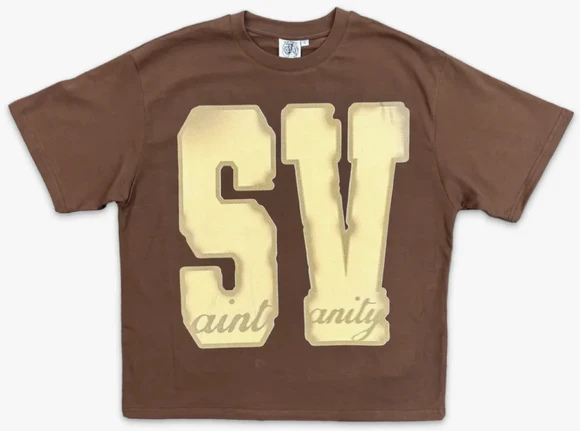 SAINT VANITY BROWN SV LOGO TEE