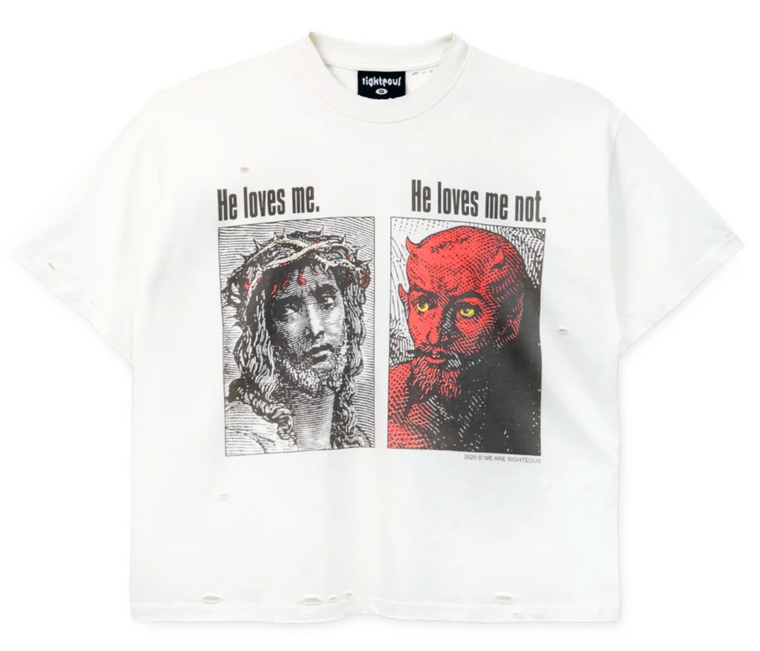 WE ARE RIGHTEOUS HE LOVES ME VINTAGE TEE