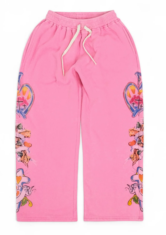 WE ARE RIGHTEOUS PINK RISEN KING SWEATPANTS
