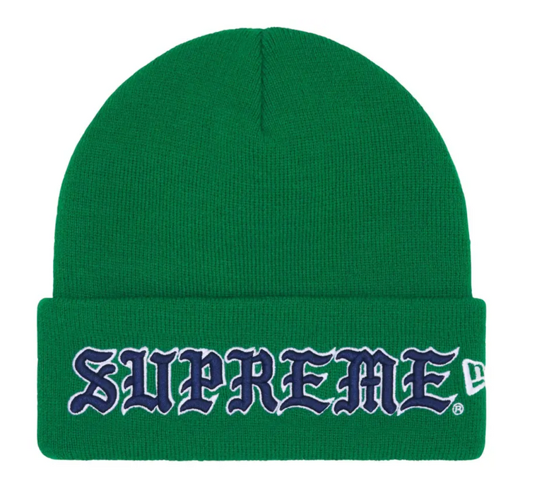 SUPREME X NEW ERA® GREEN OLD ENGLISH BEANIE