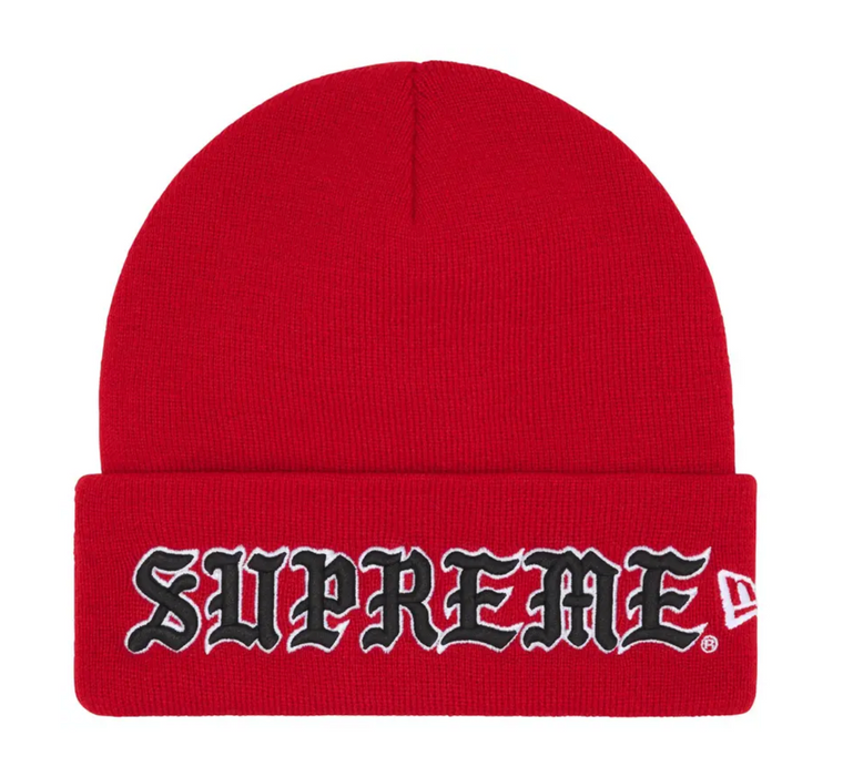SUPREME X NEW ERA® RED OLD ENGLISH BEANIE