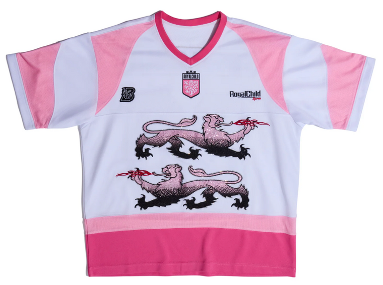 BIRTH OF ROYAL CHILD PINK DOUBLE LION RHINESTONE JERSEY