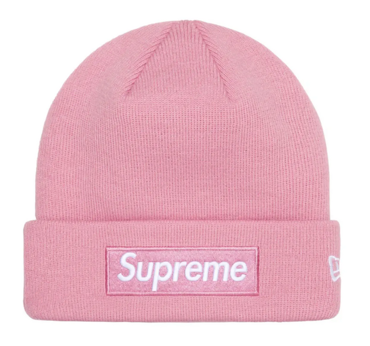 SUPREME X NEW ERA PINK BOX LOGO BEANIE