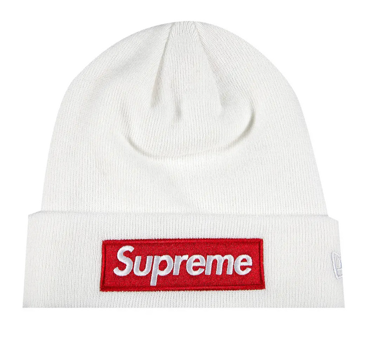 SUPREME X NEW ERA WHITE BOX LOGO BEANIE