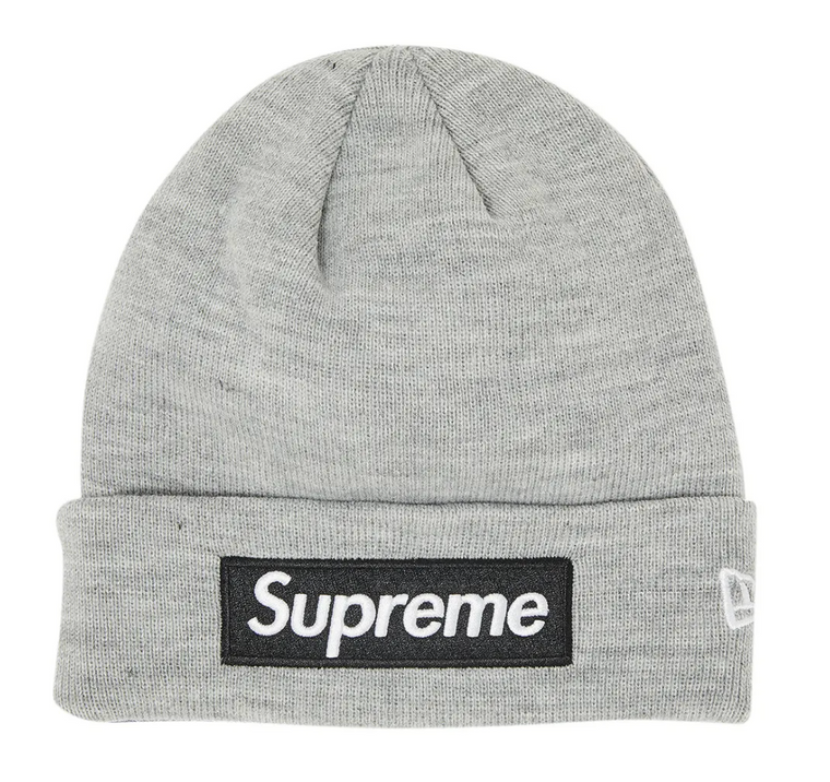 SUPREME X NEW ERA HEATHER GREY BOX LOGO BEANIE