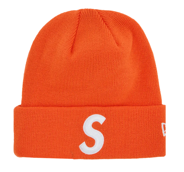 SUPREME X NEW ERA ORANGE S LOGO BEANIE