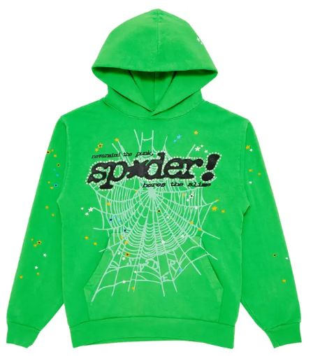 SP5DER P*NK V2 BRIGHT GREEN RHINESTONE HOODIE