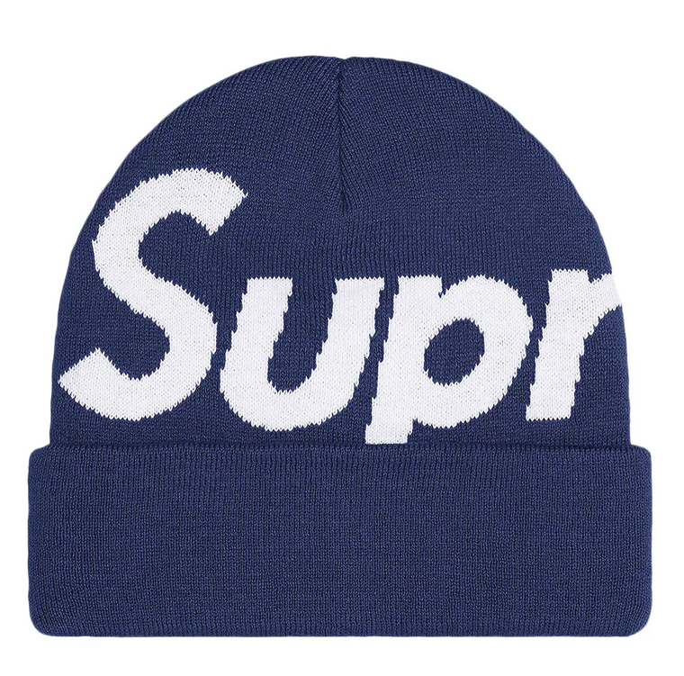 SUPREME NAVY BIG LOGO BEANIE