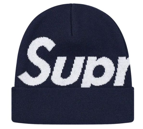 SUPREME NAVY BIG LOGO BEANIE