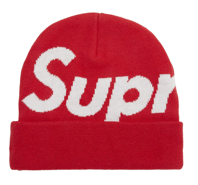 SUPREME RED BIG LOGO BEANIE