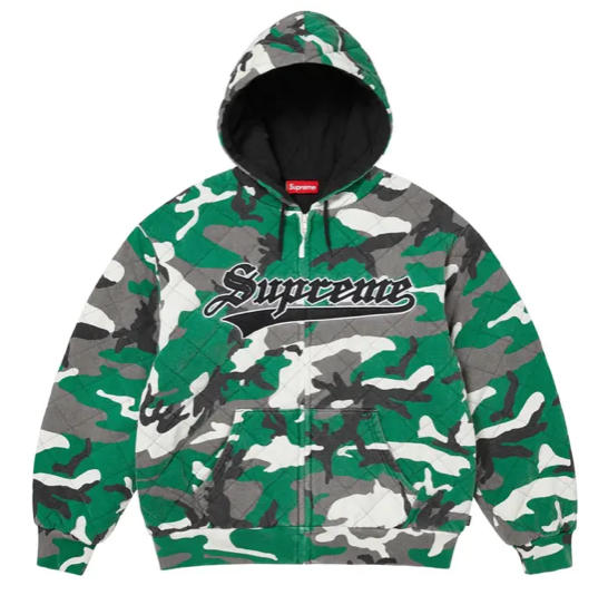 SUPREME GREEN CAMO QUILTED ZIP UP