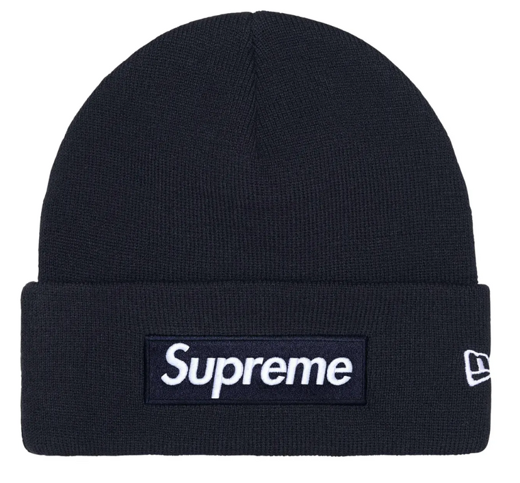 SUPREME X NEW ERA NAVY BOX LOGO BEANIE (FW25)
