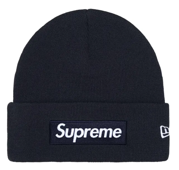 SUPREME X NEW ERA NAVY BOX LOGO BEANIE (FW25)