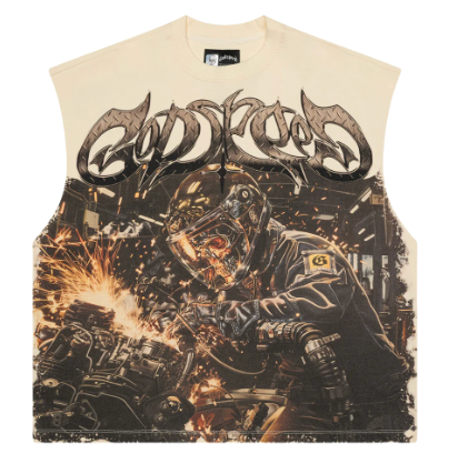 GODSPEED BONE STEEL SHARPENS STEEL SLEEVELESS TEE