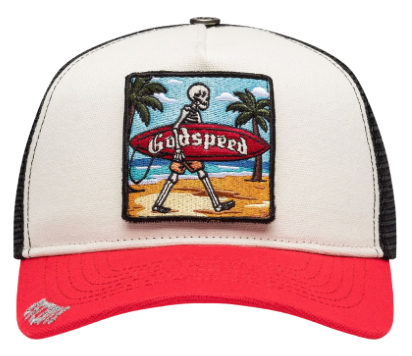 GODSPEED WHITE/RED MOOD TRUCKER HAT II (INTERCHANGEABLE PATCHES)