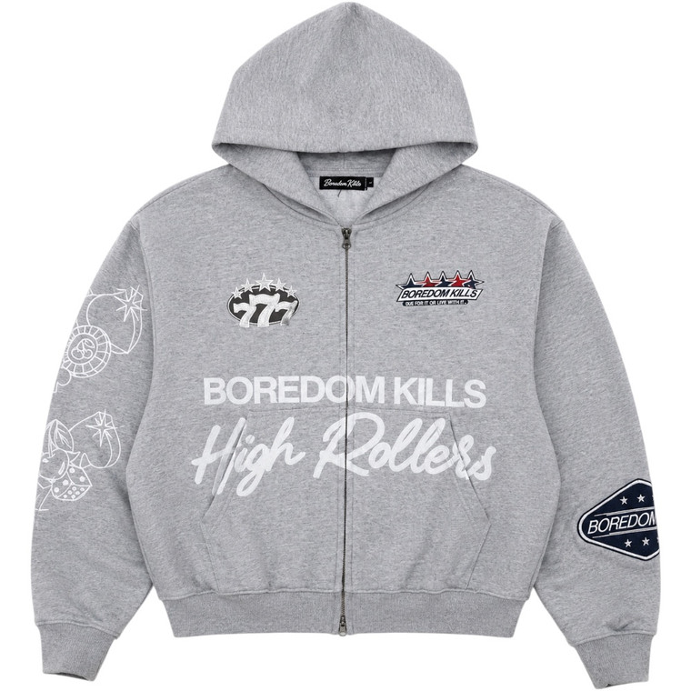 BOREDOM KILLS GREY HIGH ROLLERS ZIP