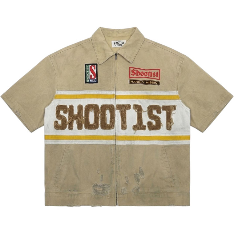 SHOOT1ST TAN DENIM POLO ZIP