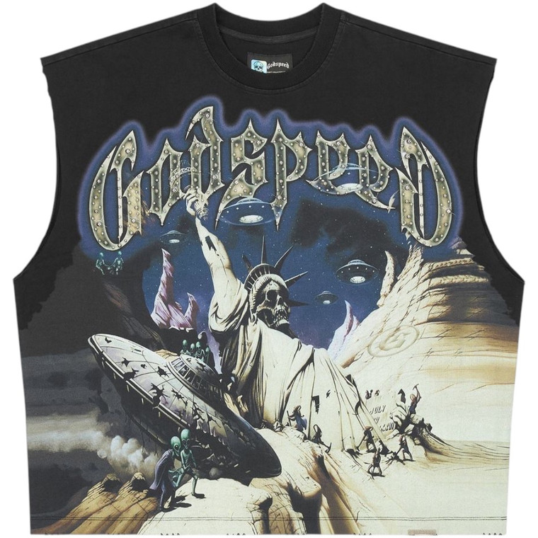 GODSPEED BLACK THE LANDING SLEEVELESS TEE