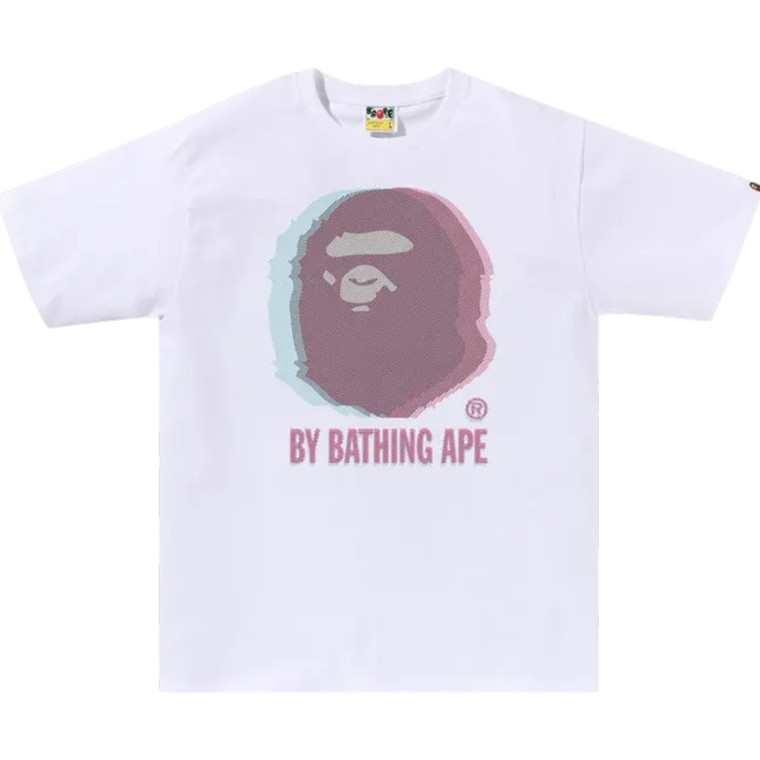 BAPE WHITE GLITCH ART TEE