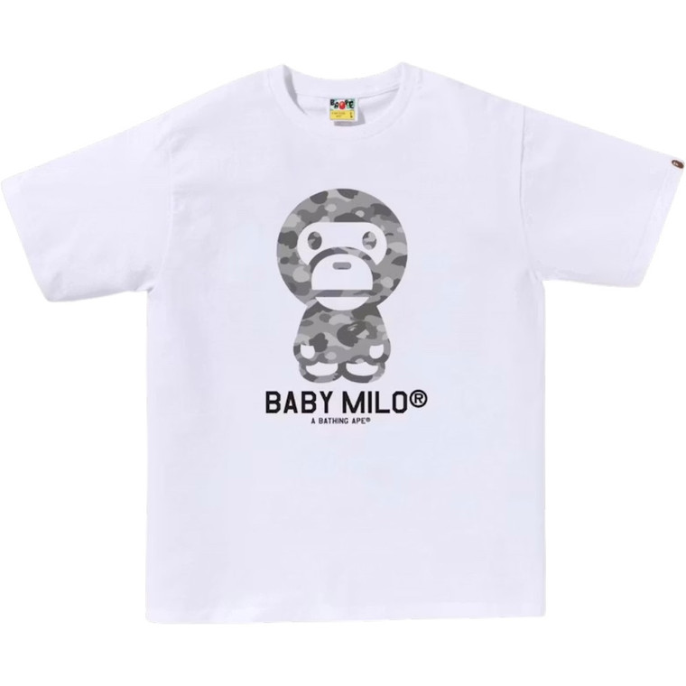 BAPE WHITE/GREY HONEYCOMB CAMO BABY MILO TEE