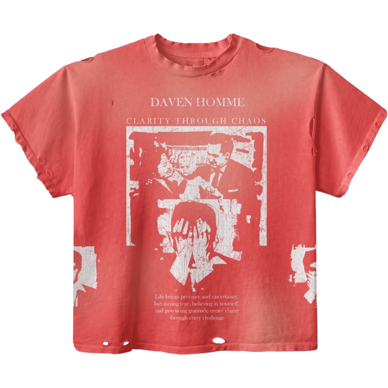 DAVEN HOMME CLARITY THROUGH CHAOS RED TEE