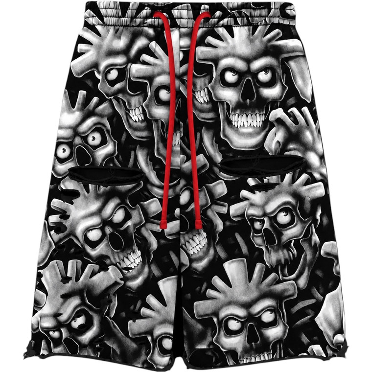 VERTABRAE GREY SKULL SHORTS